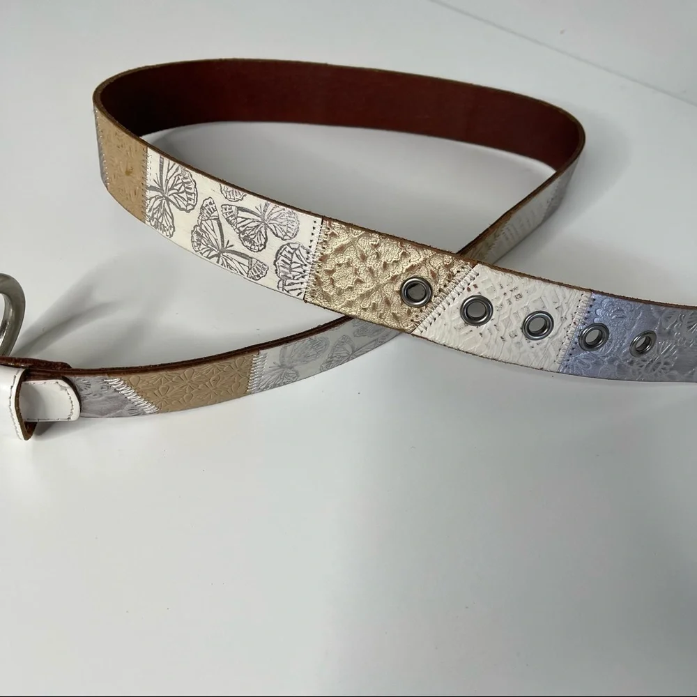 Fossil Embellished Leather Belt Grunge Boho